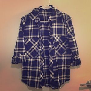 Navy plaid button down